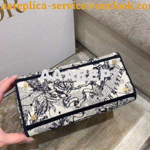 Replica Dior Medium Lady D-Lite Bag Latte Toile de Jouy Zodiac Embroid 9