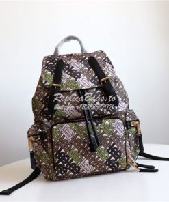 Replica Burberry The Medium Rucksack in Monogram Print Nylon khaki