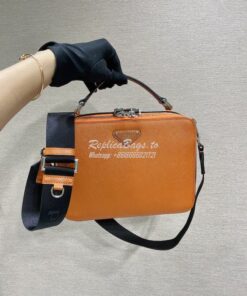 Replica Prada Medium Brique Saffiano Leather Bag 2VH069 Papaya 2