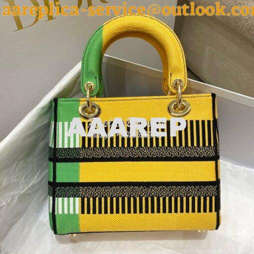 Replica Dior Medium Lady D-Lite Bag Bright Yellow and Green D-Flower P 6