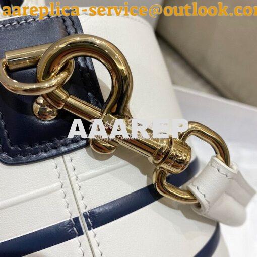 Replica Small Dior Vibe Bucket Bag M8703 White and Blue Smooth Calfski 7