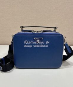 Replica Prada Medium Brique Saffiano Leather Bag 2VH069 Bluette 2