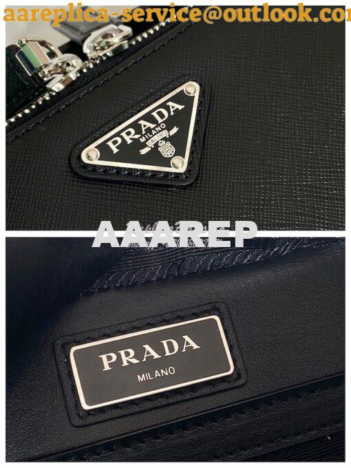 Replica Prada Medium Brique Saffiano Leather Bag 2VH069 Black 8