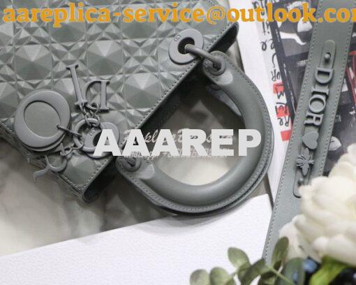 Replica Dior Small Lady Dior My ABCdior Bag Stone Grey Cannage Calfski 6