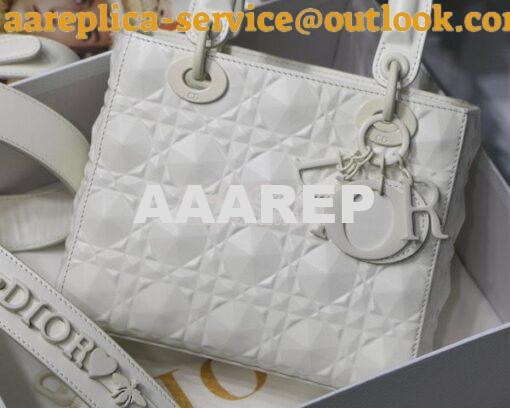 Replica Dior Small Lady Dior My ABCdior Bag Latte Cannage Calfskin wit 3