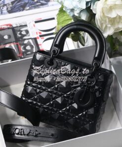 Replica Dior Small Lady Dior My ABCdior Bag Black Cannage Calfskin wit