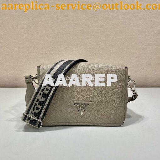 Replica Prada Leather shoulder bag 1BD314 Clay Grey