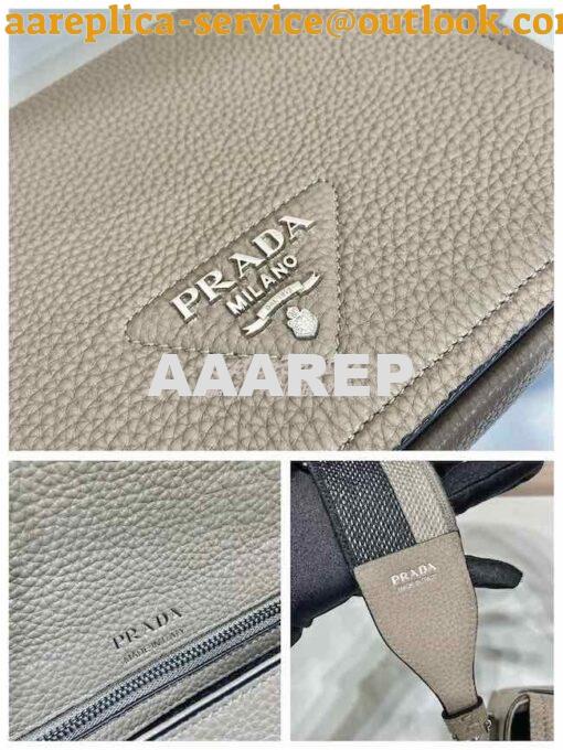 Replica Prada Leather shoulder bag 1BD314 Clay Grey 4