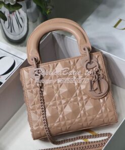 Replica Dior Mini Lady Dior Rose Des Vents Cannage Calfskin with Diamo 2