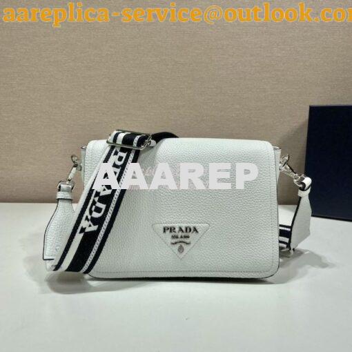 Replica Prada Leather shoulder bag 1BD314 White