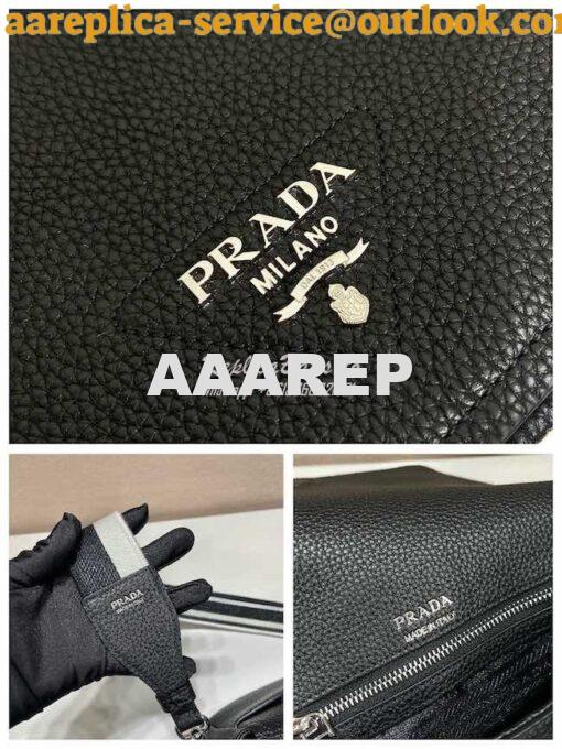 Replica Prada Leather shoulder bag 1BD314 Black 4