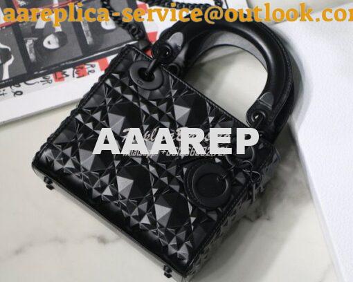 Replica Dior Mini Lady Dior Black Cannage Calfskin with Diamond Motif 9