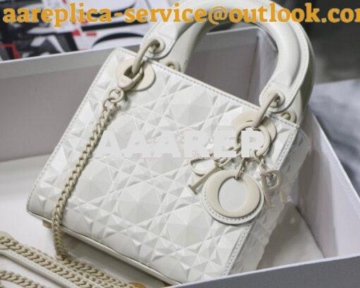 Replica Dior Mini Lady Dior Latte Cannage Calfskin with Diamond Motif 4