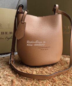 Replica Burberry Leather and Haymarket Check Crossbody Bucket Bag 4057