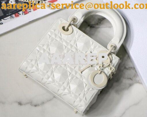 Replica Dior Mini Lady Dior Latte Cannage Calfskin with Diamond Motif 5