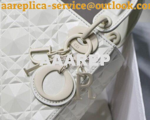 Replica Dior Mini Lady Dior Latte Cannage Calfskin with Diamond Motif 6