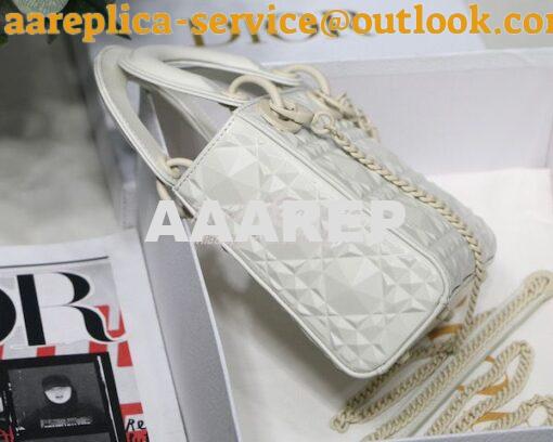 Replica Dior Mini Lady Dior Latte Cannage Calfskin with Diamond Motif 7