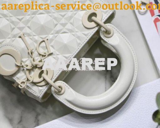 Replica Dior Mini Lady Dior Latte Cannage Calfskin with Diamond Motif 9