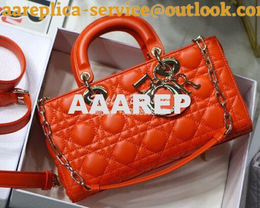 Replica Dior Lady D-Joy Bag Orange Cannage Lambskin M0540O 2