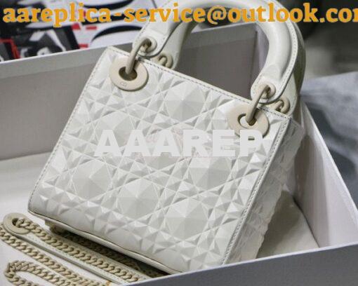 Replica Dior Mini Lady Dior Latte Cannage Calfskin with Diamond Motif 13