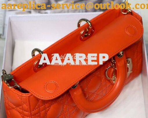 Replica Dior Lady D-Joy Bag Orange Cannage Lambskin M0540O 8