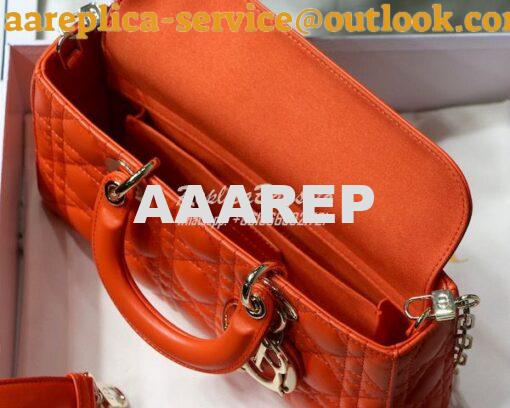 Replica Dior Lady D-Joy Bag Orange Cannage Lambskin M0540O 9