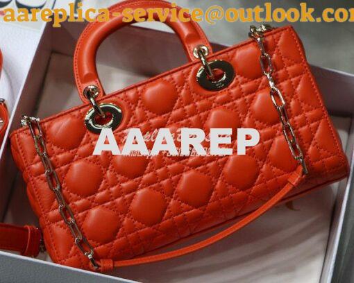 Replica Dior Lady D-Joy Bag Orange Cannage Lambskin M0540O 10