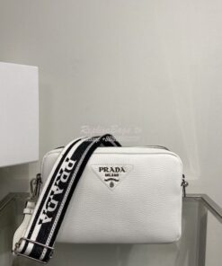 Replica Prada New Medium Camera leather bag 1BH082 White