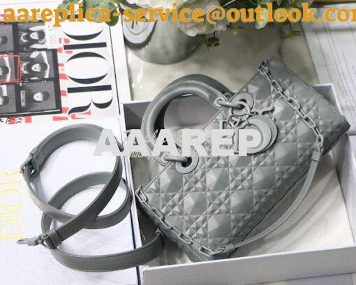 Replica Dior Lady D-Joy Bag Stone Grey Cannage Calfskin with Diamond M