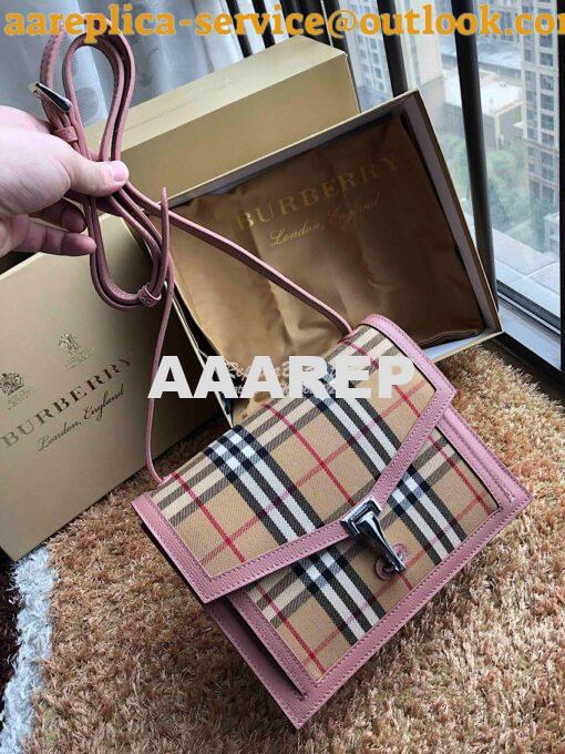 Replica Burberry Small Vintage Check and Leather Crossbody Bag 8006359