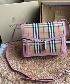 Replica Burberry Small Vintage Check and Leather Crossbody Bag 8006359 2