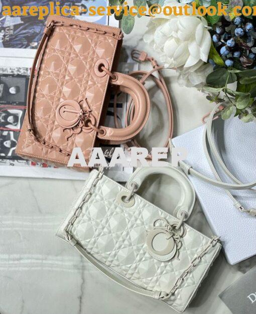 Replica Dior Lady D-Joy Bag Rose Des Vents Cannage Calfskin with Diamo 2