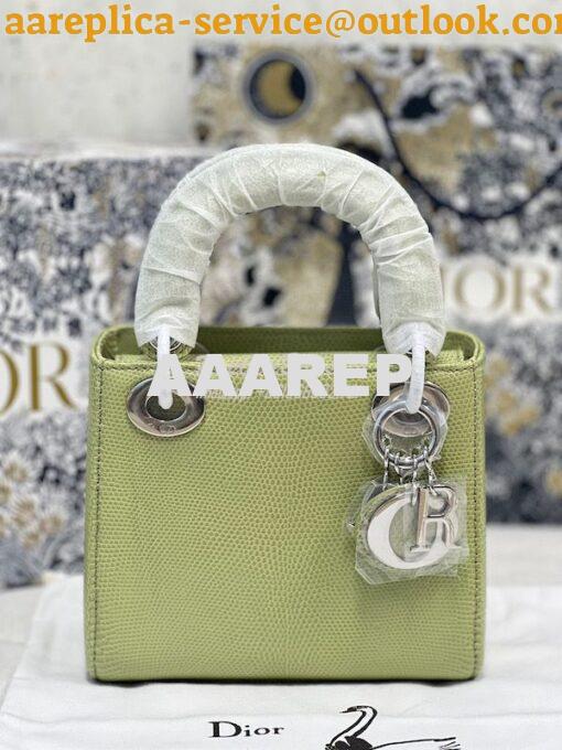 Replica Dior Lizard Leather Mini Lady Dior Bag in Avocado