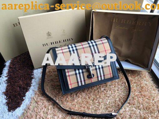 Replica Burberry Small Vintage Check and Leather Crossbody Bag 8006359