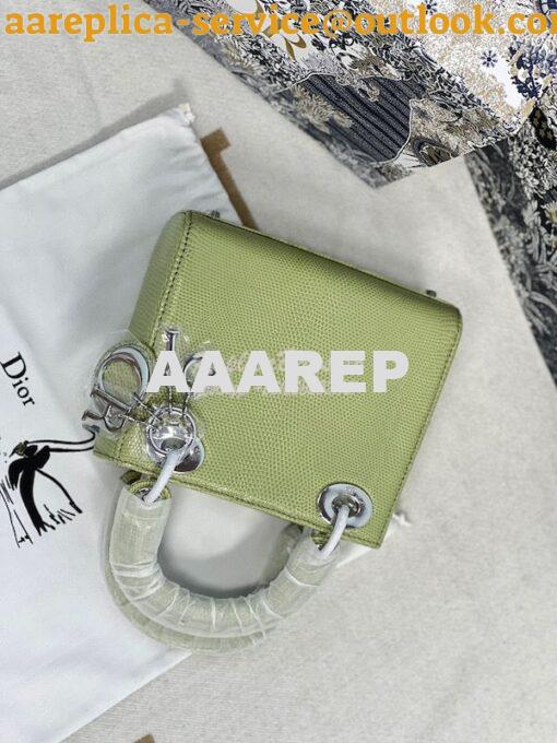 Replica Dior Lizard Leather Mini Lady Dior Bag in Avocado 5