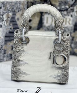 Replica Dior Lizard Leather Mini Lady Dior Bag in Natural Lizard Himal