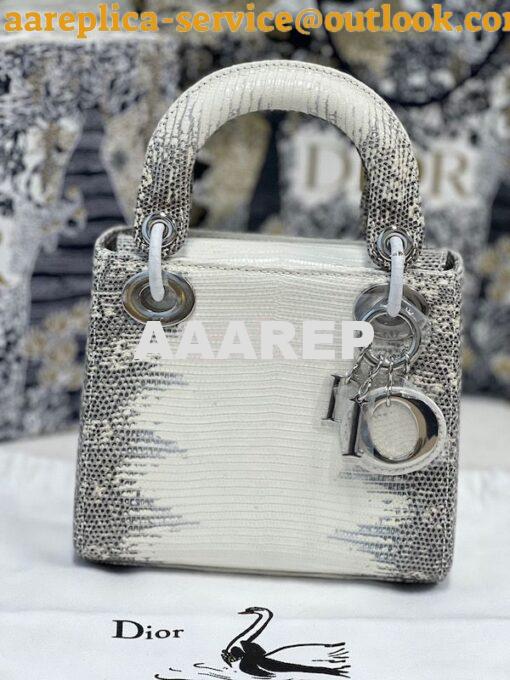 Replica Dior Lizard Leather Mini Lady Dior Bag in Natural Lizard Himal