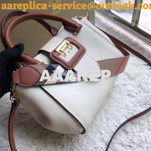 Replica  Burberry The Small/Medium Buckle Tote in white Grainy Leather 3