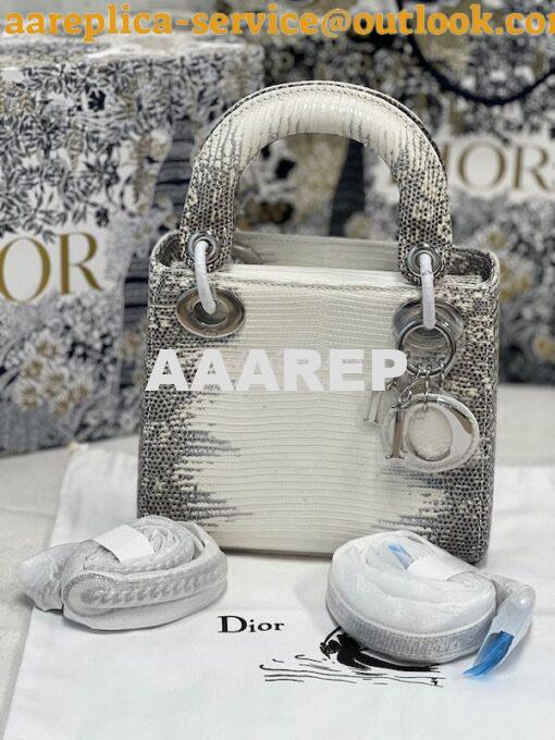 Replica Dior Lizard Leather Mini Lady Dior Bag in Natural Lizard Himal 6