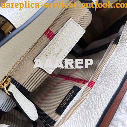 Replica  Burberry The Small/Medium Buckle Tote in white Grainy Leather 6