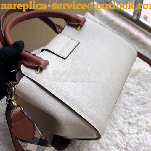 Replica  Burberry The Small/Medium Buckle Tote in white Grainy Leather 9