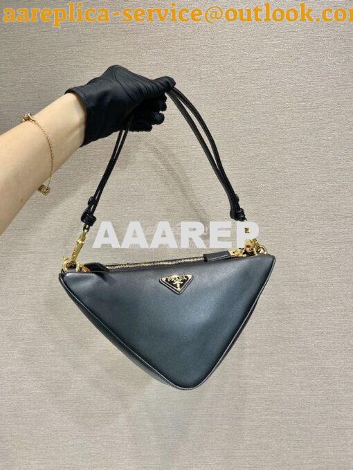 Replica Prada Symbole leather and fabric mini bag 1BC176 Black Beige 3