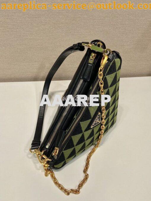 Replica Prada Symbole leather and fabric mini bag 1BC176 Black Ivy Gre 9