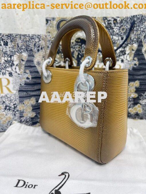 Replica Dior Lizard Leather Mini Lady Dior Bag in Gradient Yellow 3