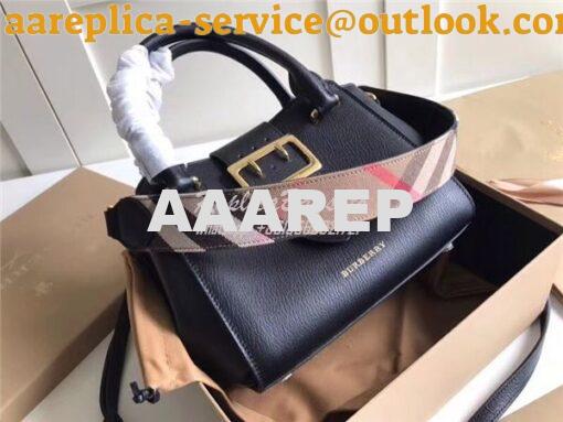 Replica  Burberry The Small/Medium Buckle Tote in black Grainy Leather