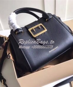 Replica  Burberry The Small/Medium Buckle Tote in black Grainy Leather 2