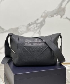 Replica Prada Leather bag with shoulder strap 2VH165 Black 2