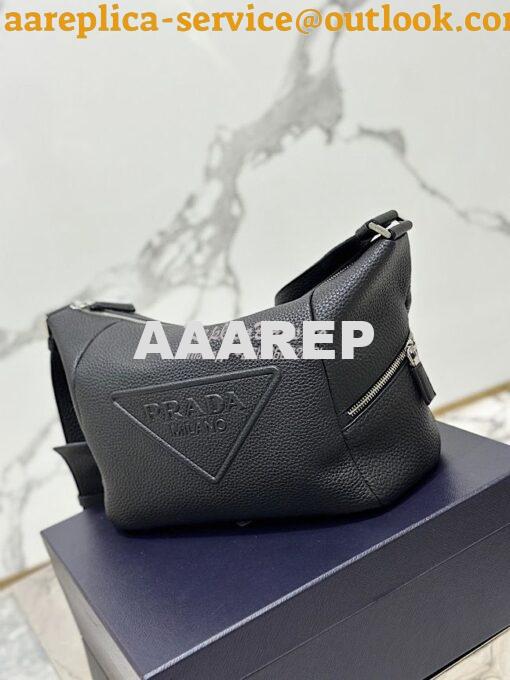 Replica Prada Leather bag with shoulder strap 2VH165 Black 5