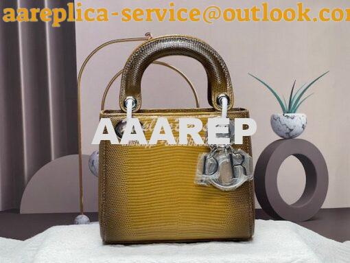 Replica Dior Lizard Leather Mini Lady Dior Bag in Gradient Yellow 10