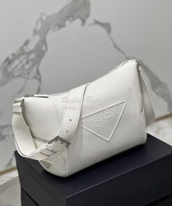 Replica Prada Leather bag with shoulder strap 2VH165 White 2